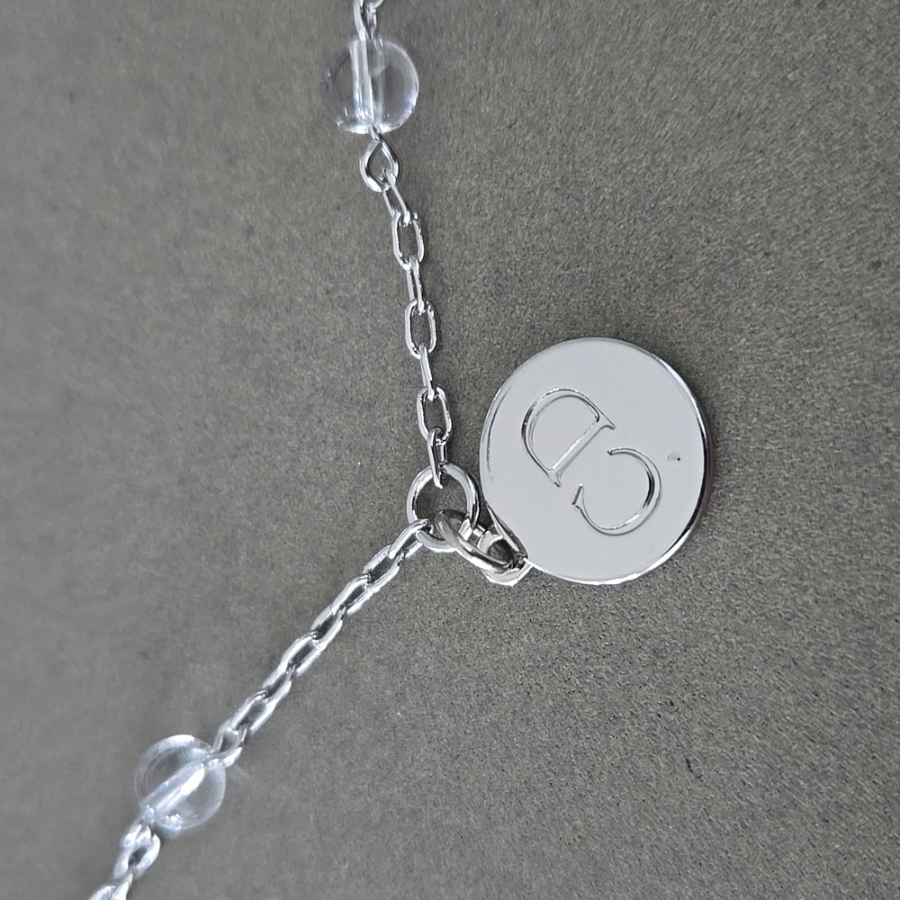 New Never Used Dior Silver Charm Necklace .. CD Charm, Star & Pearl - Picture 2 of 9